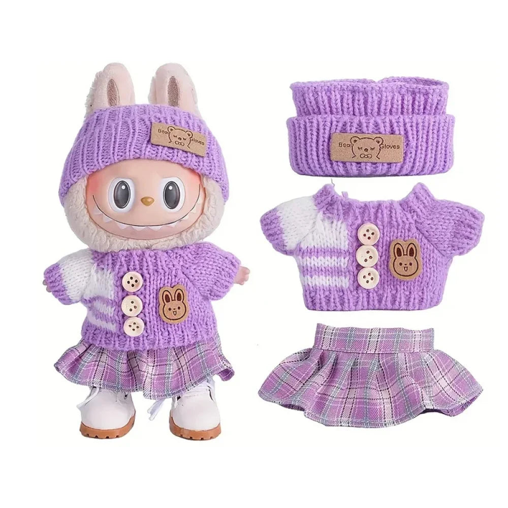 HQRKOTM Robe Et Nœud Pour Poupée Labubu De 38 Cm – Tenue Rose Tendre, Lavable, Idéale Pour Collectionneurs Et Fans