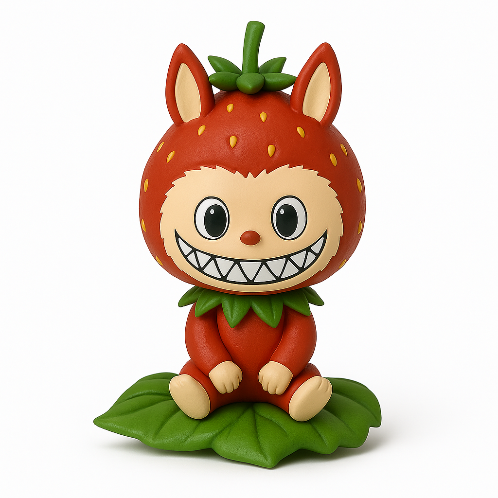 Figurines Labubu de la collection The Monsters Fruits déguisées en fruits colorés.