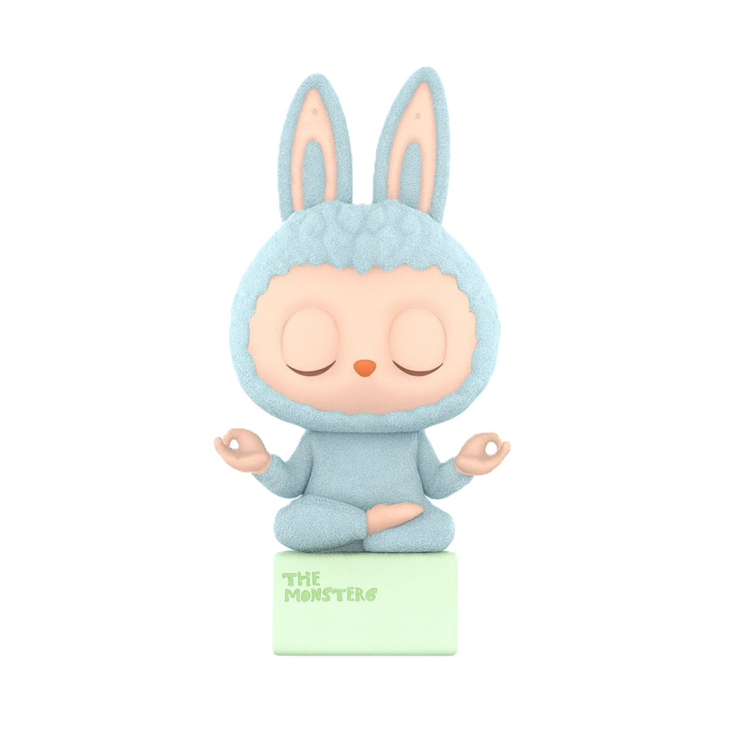 Figurine Lasy yoga en méditation zen bleu et vert