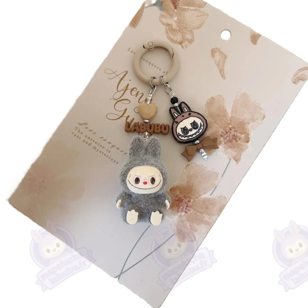 Porte-clé Labubu gris-MaPelucheLabubu.fr | Adoptez votre Labubu : Peluches et Figurines Uniques