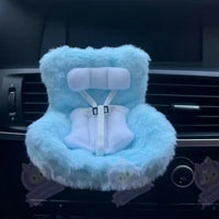 Siège auto en fourrure Labubu - modèle blue - MaPelucheLabubu.fr | Adoptez votre Labubu : Peluches et Figurines Uniques
