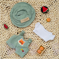 Vétements labubu séries fruits - modèle green fox / Poupée non inclus - MaPelucheLabubu.fr | Adoptez votre Labubu : Peluches et Figurines Uniques